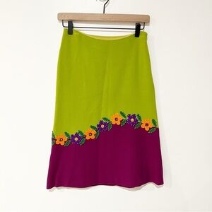 Moschino CheapandChic Wool Blend Floral Felted Beaded Appliqué Skirt size US 4